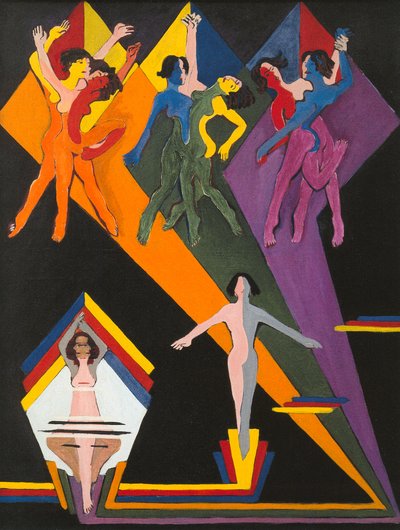 Filles dansantes dans des rayons colorés - Ernst Ludwig Kirchner